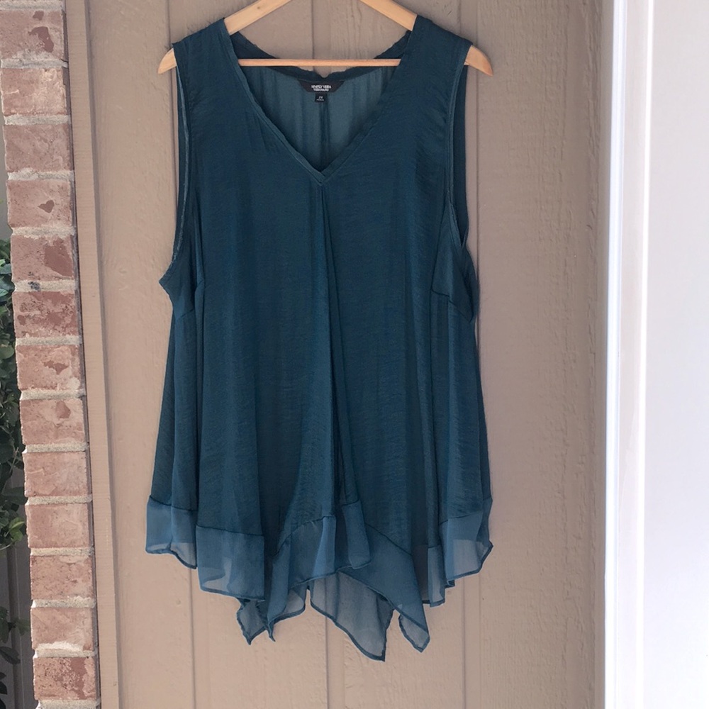 Simply Vera Wang Bottle Green relaxed fit tank 2X